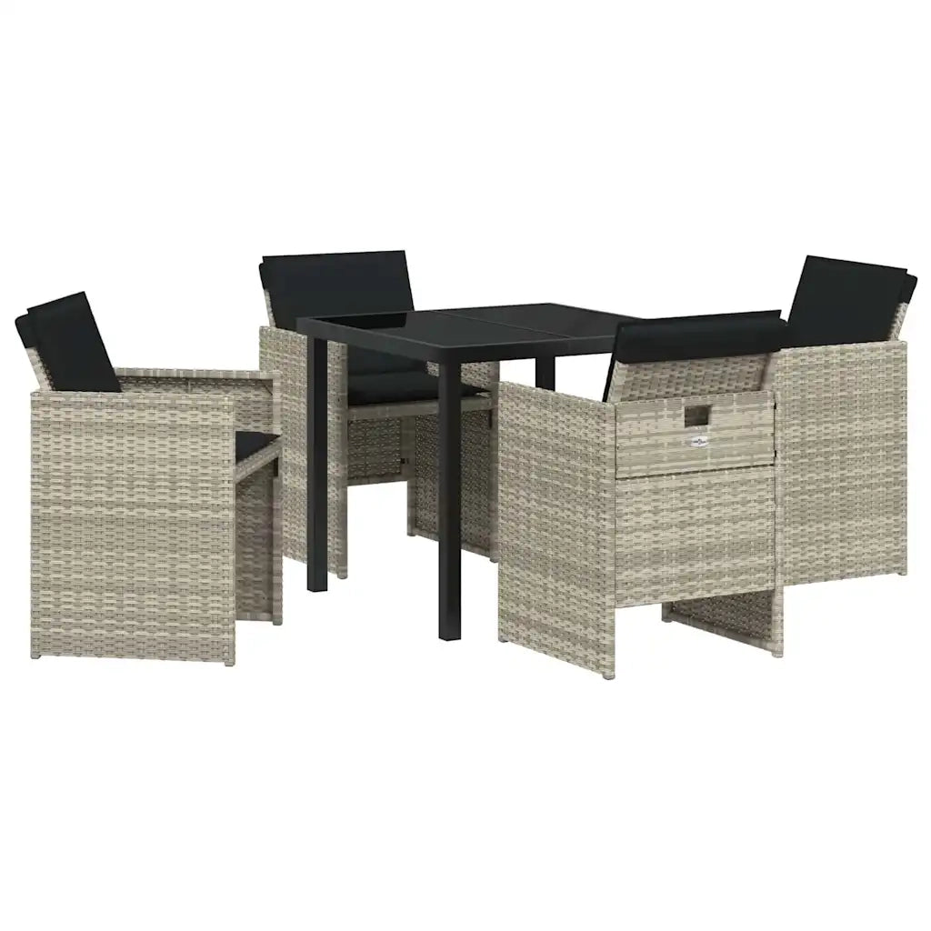 Set da Pranzo per Giardino 5 pcs Grigio chiaro polyrattan 3380609
