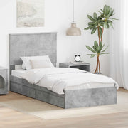 Letto con Contenitore con testiera Grigio cemento 90 x 190 cm