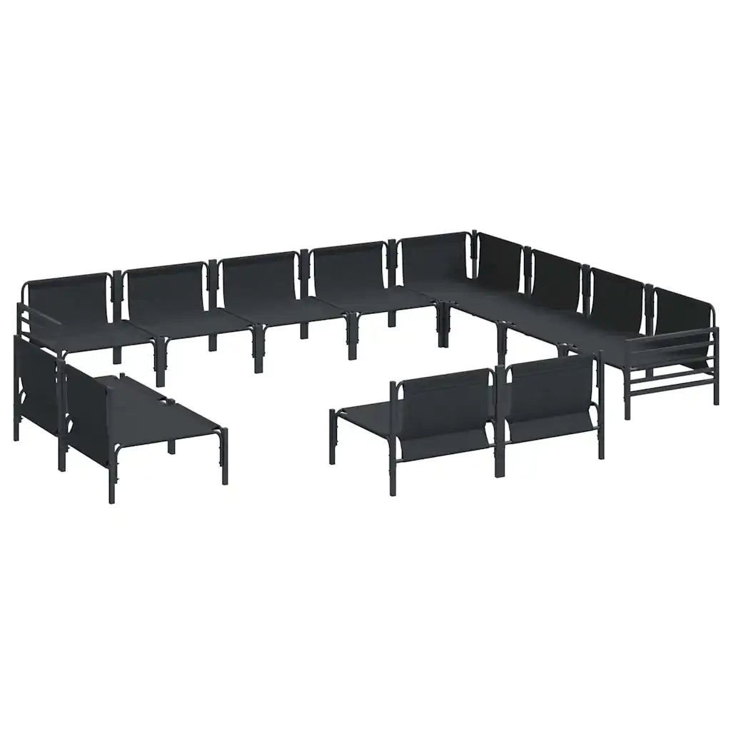 Set Divano da Giardino con cuscino 12 pcs Nero Acciaio 3379030