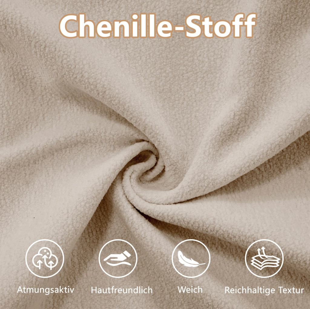 Divano modulare angolare in chenille color caffè chiaro con ottomane mobili