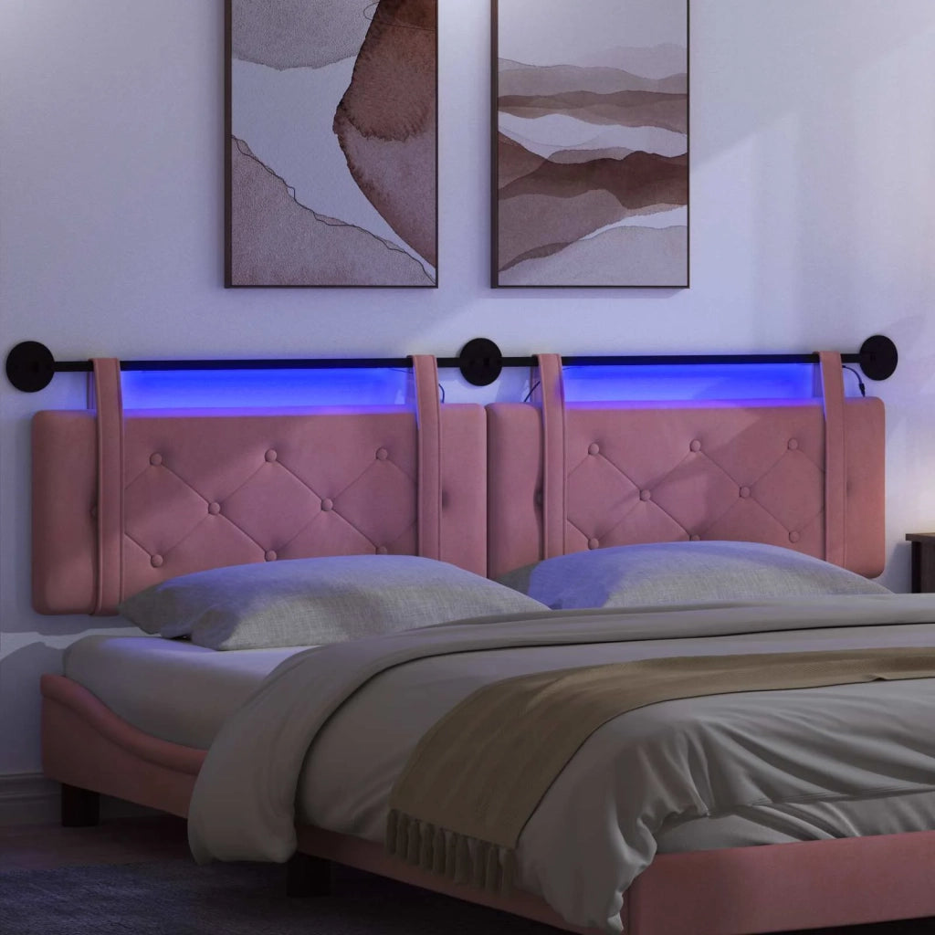 Testiera sospesa Con luce LED Rosa Velluto