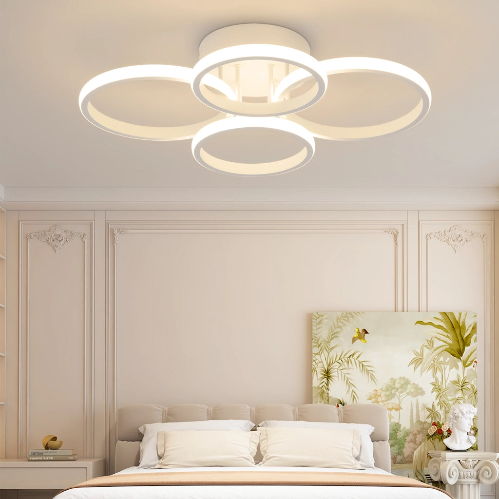 ZMH Lampada da soffitto plafoniera LED moderna bianca 48W 55cm dimmerabile telecomando per soggiorno camera letto