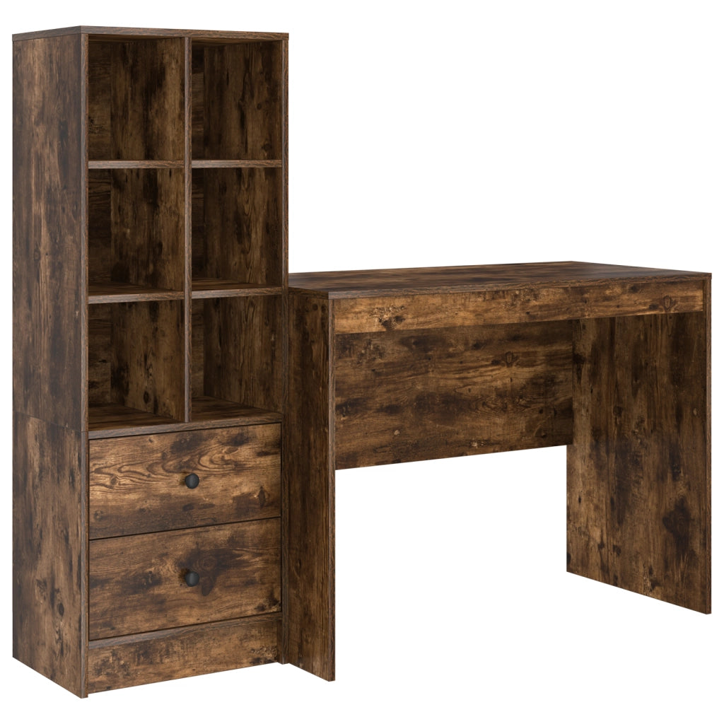 Scrivania con Contenitore Quercia Affumicata Legno Ingegnerizzato