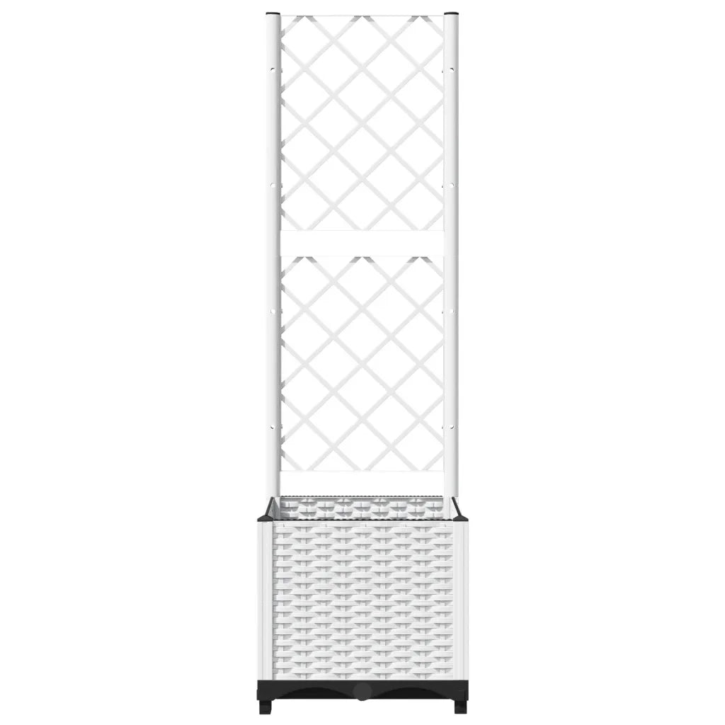 Fioriera | Cassetta per fiori | Vaso da Giardino con Graticcio Bianco 40x40x136 cm PP