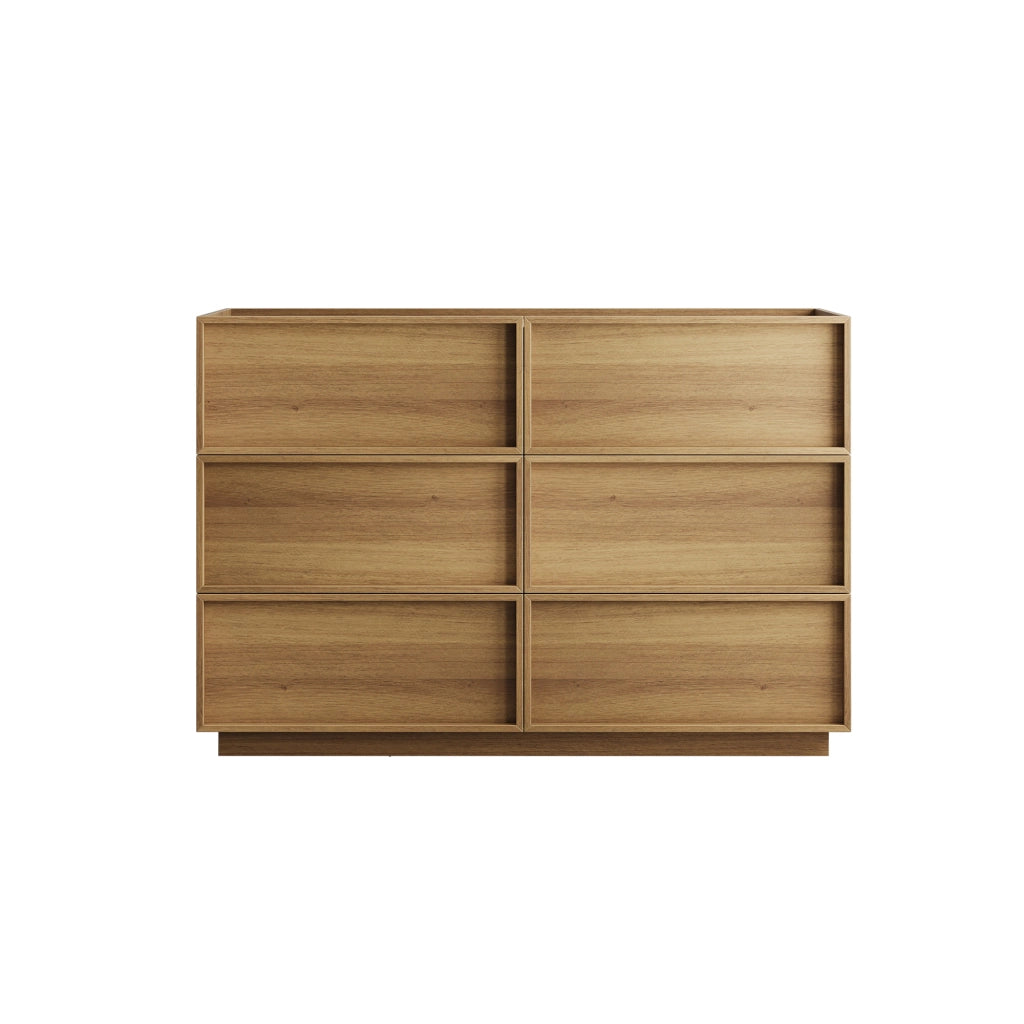 Comò con 6 cassetti e guide metalliche, per camera da letto e soggiorno, in MDF e truciolato, rovere, 115 × 48 × 78 cm