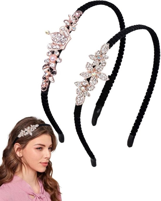 Set di 2 fascette per capelli con strass per capelli fini - Accessori per capelli vintage con cristalli - Copricapelli lussuosi per abiti da ballo