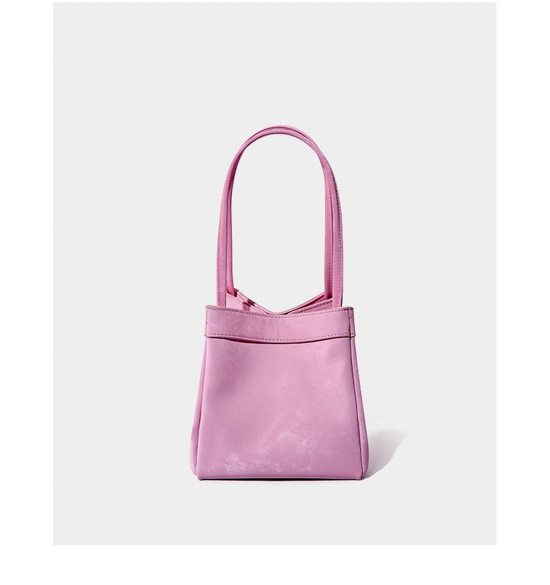 Borsa a tracolla da donna in vera pelle, colore rosa.