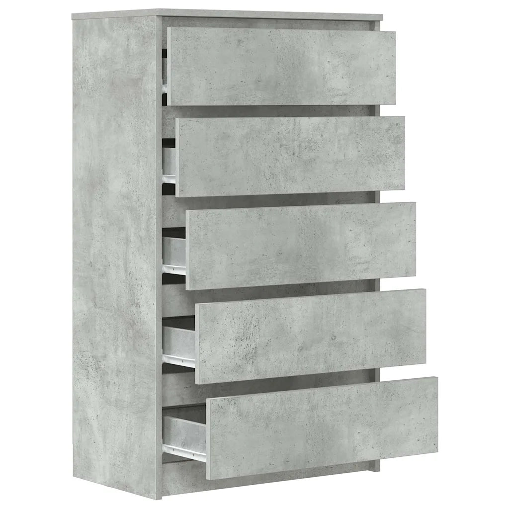 Cassettiera Grigio Cemento 60x36x103 cm in Legno Multistrato