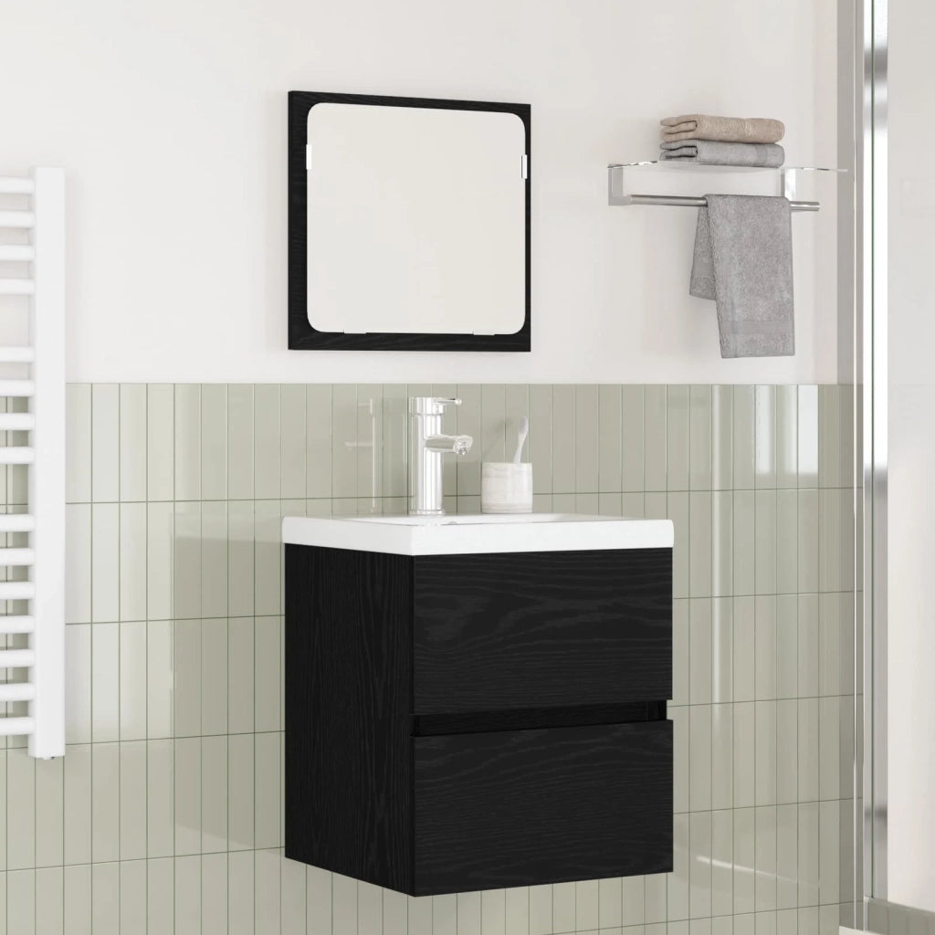 Set di mobili per il Bagno | Armadio da bagno 2 pz Rovere Nero e Bianco