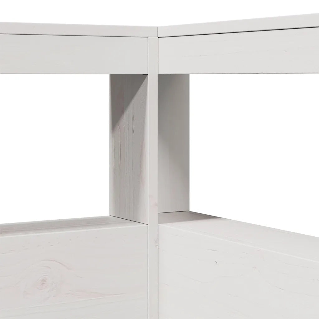 Testiera libreria a L-Testata contenitore Bianca 90 cm in Legno Massello di Pino 410796