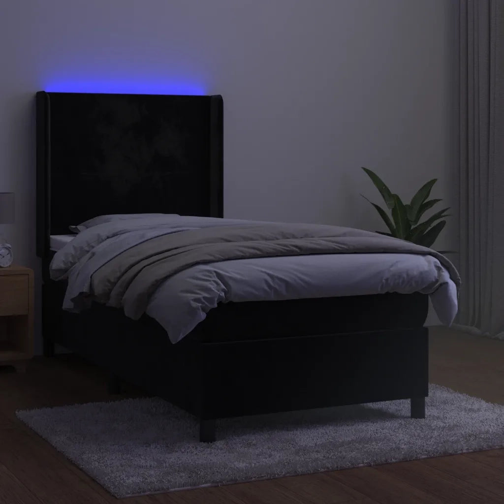 Letto a Molle con Materasso e LED-Struttura Letto con Materasso Nero 80x200 cm in Velluto 334039