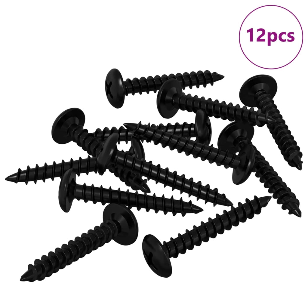 Chiodo autofilettante 12 pcs Nero 4 x 25 mm Acciaio 864509
