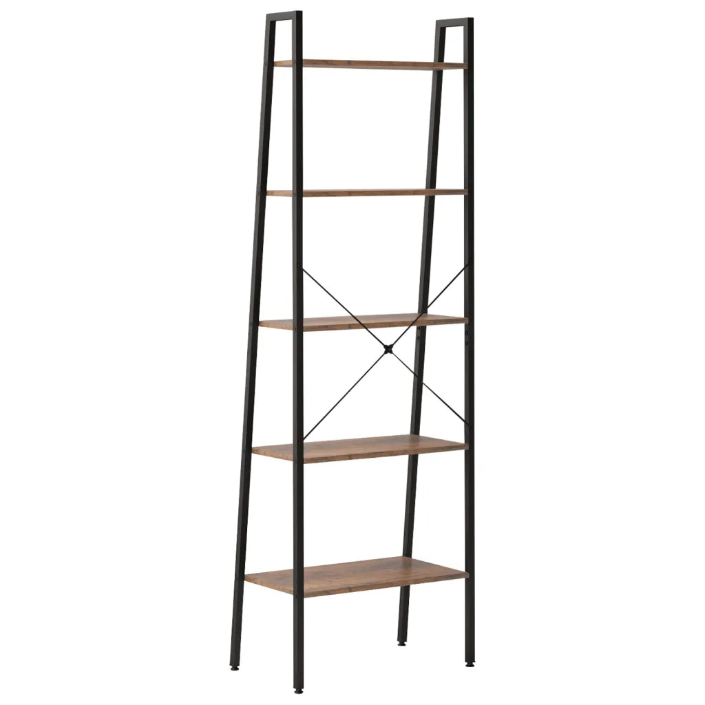 Scaffale Autoportante 5 Ripiani Marrone Scuro Nero 56x35x174 cm cod mxl 9447