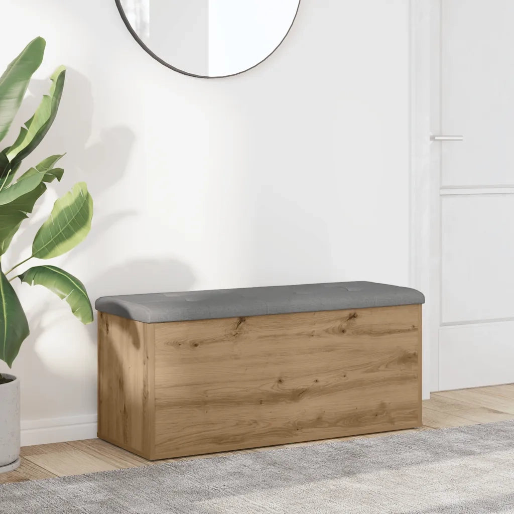 Panca contenitore artigianale in rovere 102x42x45 cm in legno ingegnerizzato 857620