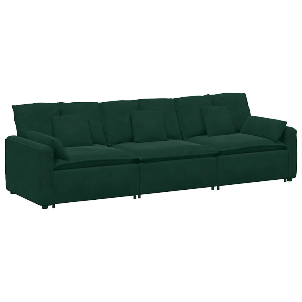 Divano Modulare con Cuscini Verde Scuro