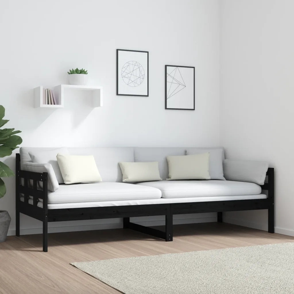 Dormeuse Nera in Legno Massello di Pino 80x200 cm 820366