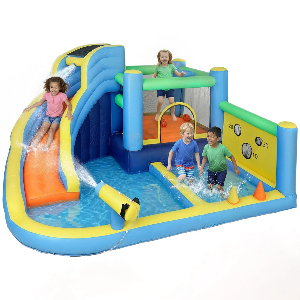 Castello gonflabile ¨C zephmum ¨C parco acquatico con toboga e trampolino, multicolore