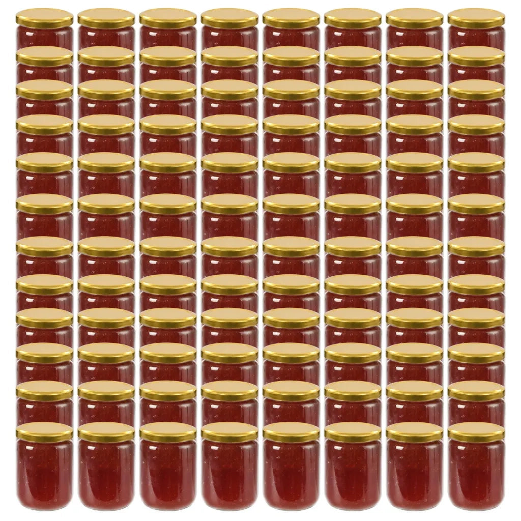 Vasi per Marmellata in Vetro Coperchio Oro 96 pz 230 ml 50803