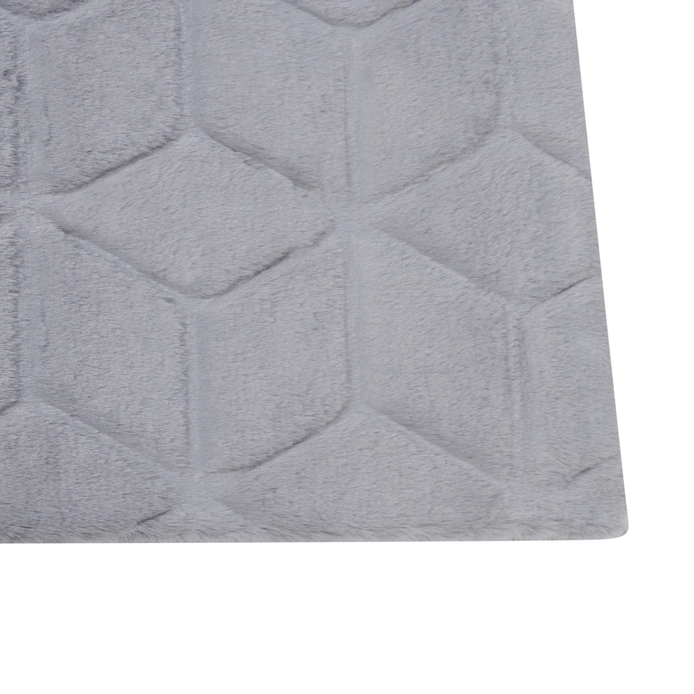 Tappeto in finta pelliccia di coniglio grigio Pelliccia artificiale di poliestere 80 x 150 cm Tappeto morbido Shaggy ad alto pelo