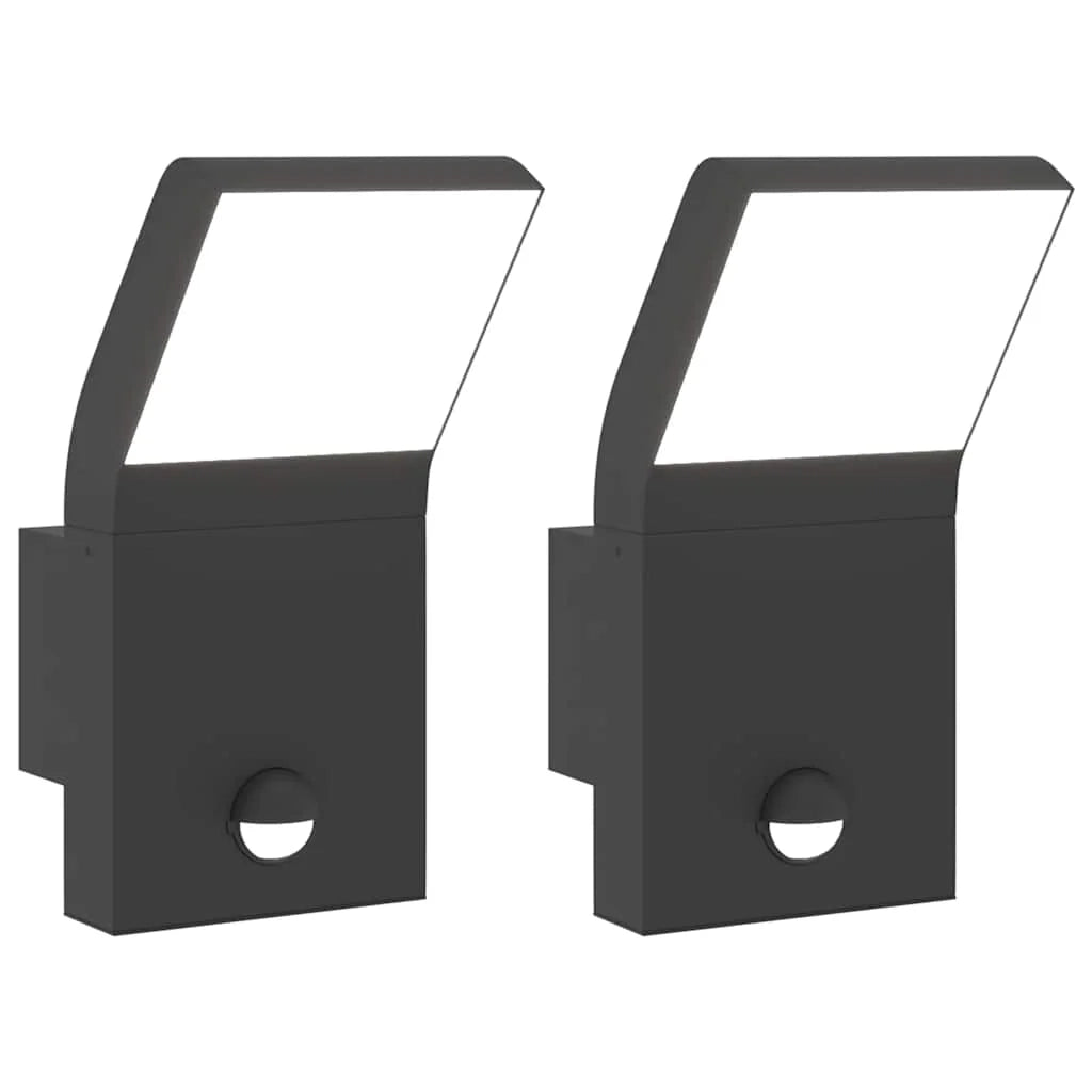 Set di 2 applique LED da esterno con sensore di movimento 10 x 15 x 22 cm alluminio nero 02_0056586