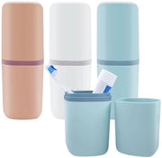 Set di igienizzazione da viaggio 3 in 1, contenitore di plastica, bicchiere da dentifricio portatile per viaggi, supporto per spazzola da denti e dentifricio per viaggi, campeggio e viaggi, per uso domestico (3 colori)