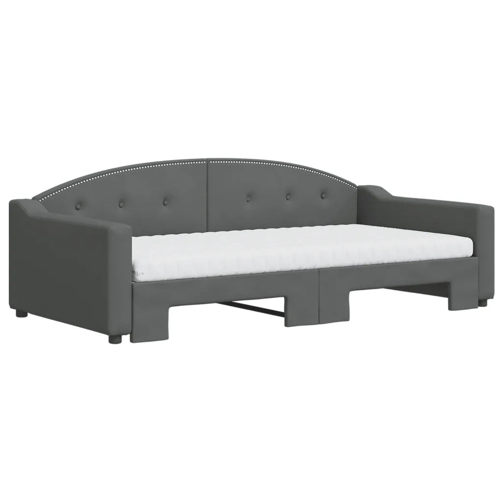 Divano Letto Estraibile Materassi Grigio Scuro 100x200 Tessuto