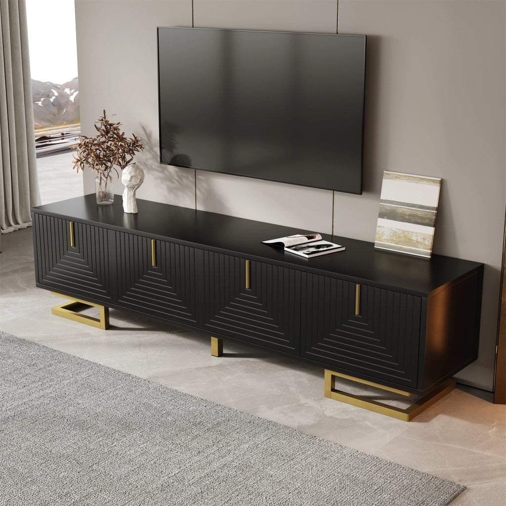 OKWISH Mobile TV con 4 Ante, Ripiani Interni, Cerniere Ammortizzate e Piedini Regolabili, 160 x 38 x 44.5 cm