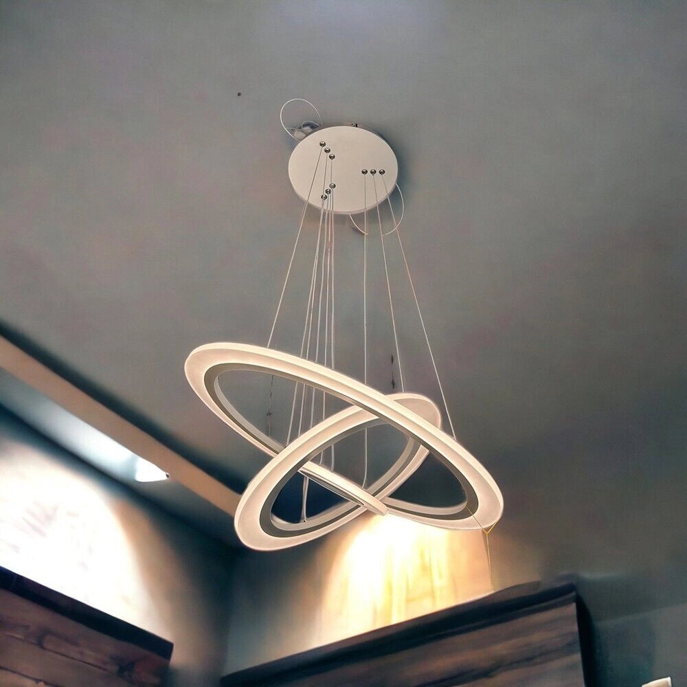 Lampadario Moderno LED a Sospensione 3 cerchi Regolabile Telecomando dimmerabile