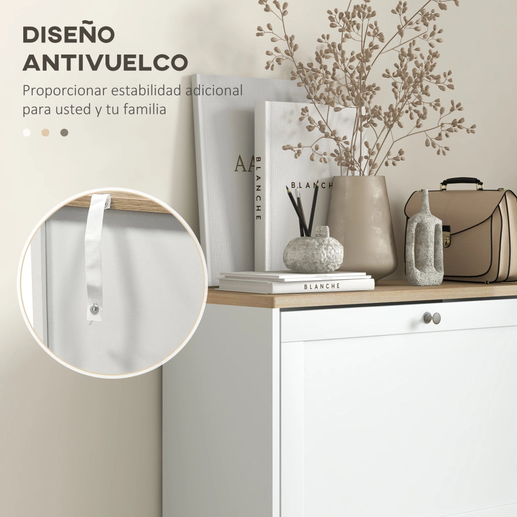 Mobile Portascarpe con 3 Cassetti e Ripiani ¨C zephmum ¨C 60x23.5x115 cm Bianco