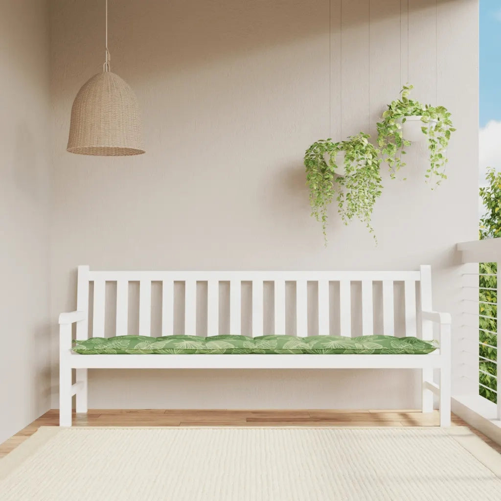 Cuscino Panca da Giardino-Cuscini per panchina da esterno Motivo a Foglie 200x50x7 cm Tessuto