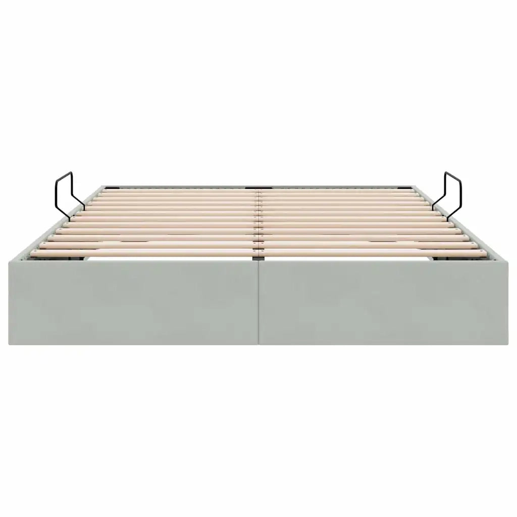 Letto con Contenitore Grigio Chiaro 137 x 190 cm Velluto 3370134