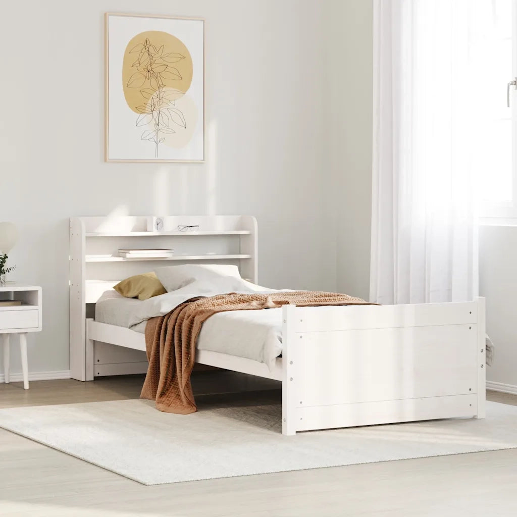 Giroletto con Testiera senza Materasso-Struttura Letto Bianco 90x190 cm 368041