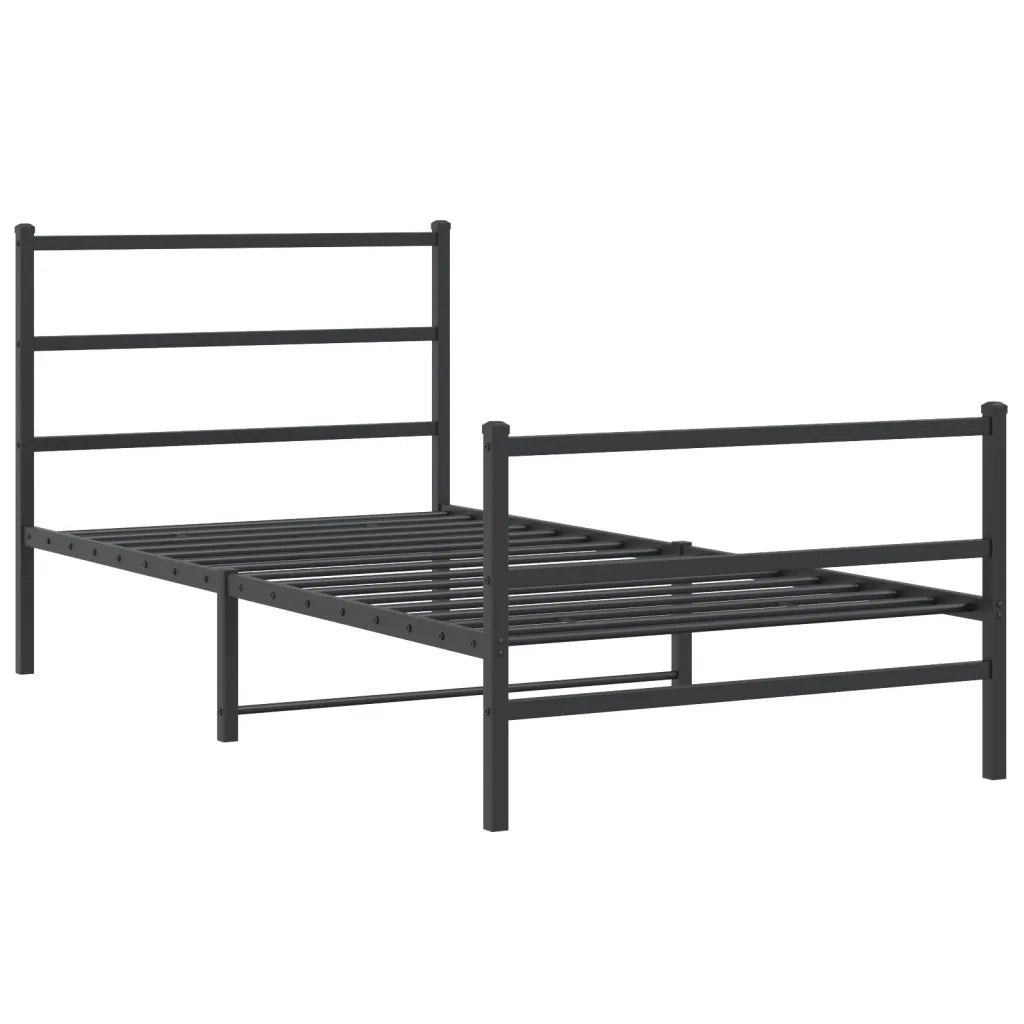 Giroletto con Testiera e Pediera Metallo Nero 100x200 cmcod mxl 116946