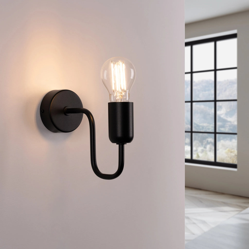 Applique industriale nera PLANUM Pure Lume E27 15W metallo