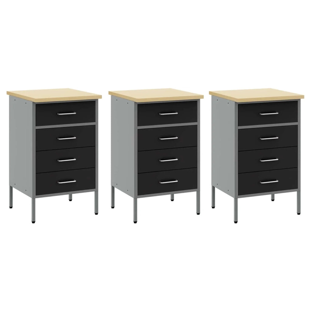 Mobile da lavoro 7 pcs Nero Legno ingegnerizzato e acciaio 3321436
