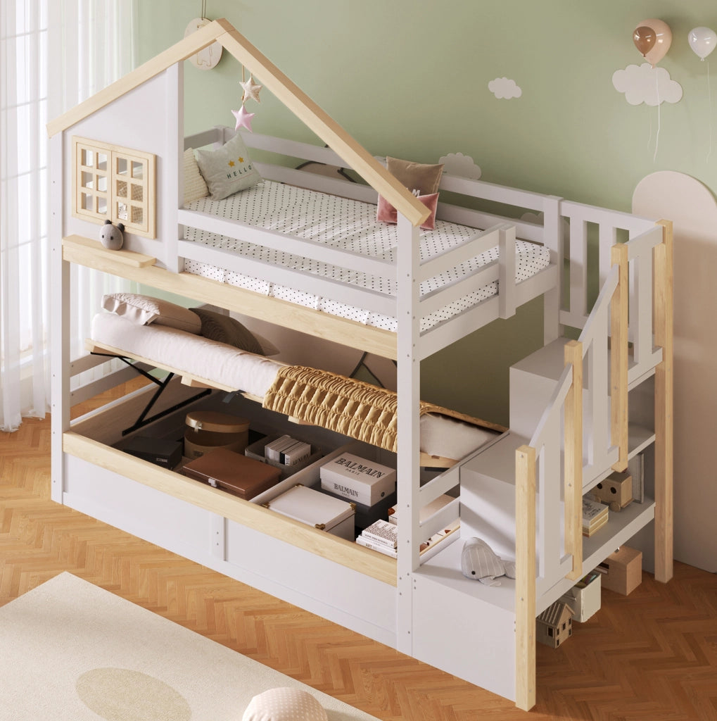 Letto a castello 90x200 cm con vano contenitore idraulico
