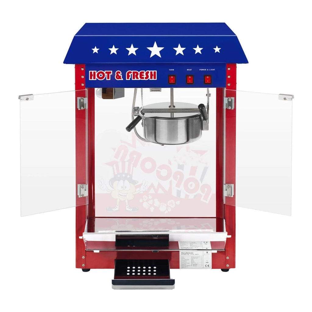 Set macchina per popcorn con carrello - Design americano - Rosso 14_0004910