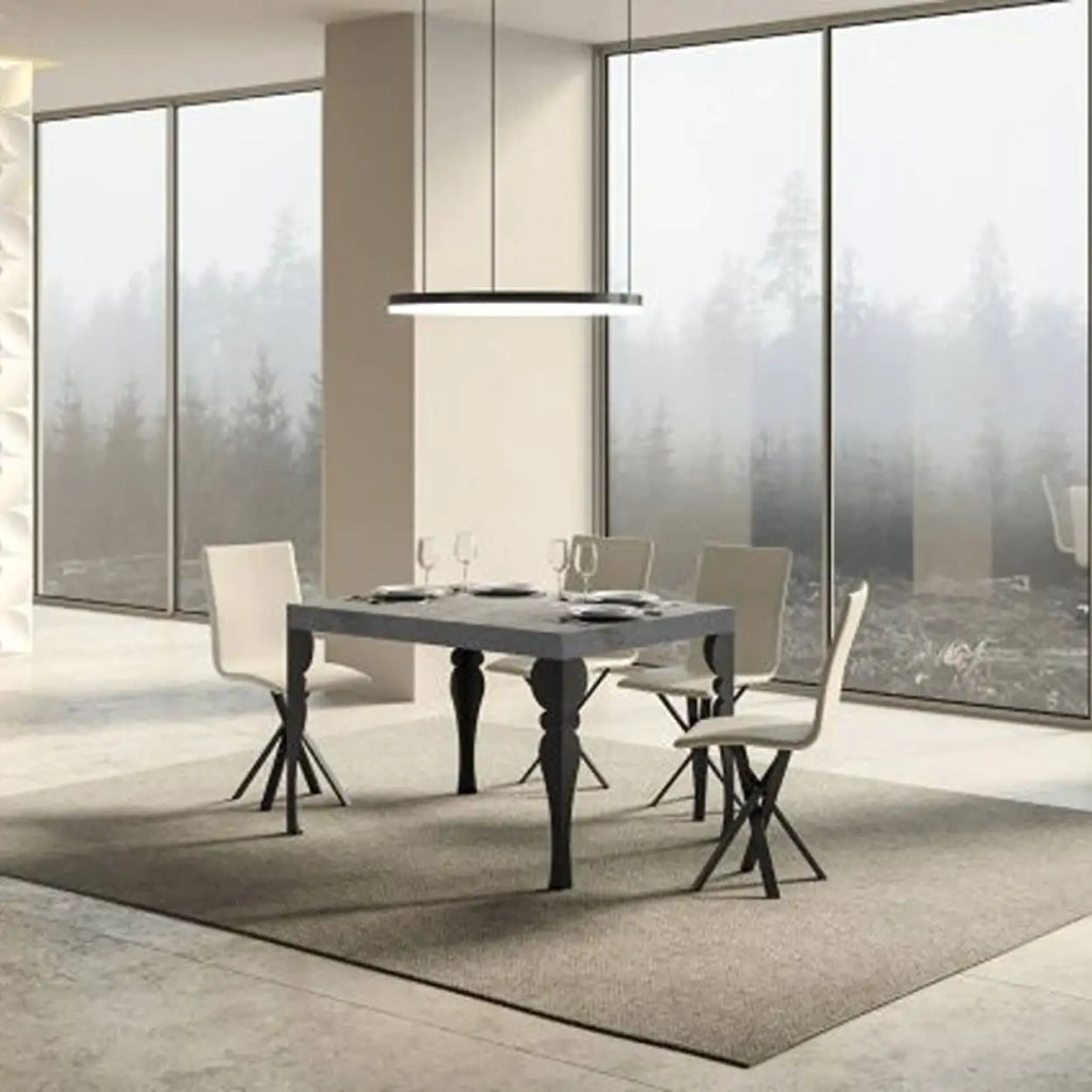 Tavolo allungabile 130/390x90 cm Paxon Premium colore cemento gambe antracite