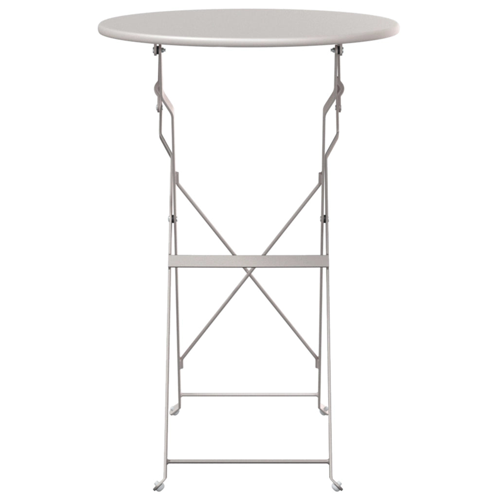 Tavolo da Bistrot Pieghevole Beige Ã˜50x71 cm in Acciaio Zincato