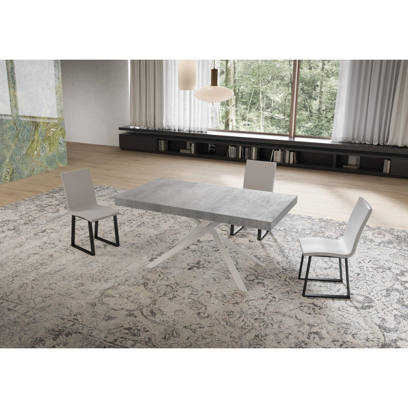 Tavolo allungabile 160/244x80 cm Niket telaio Bianche - Cemento