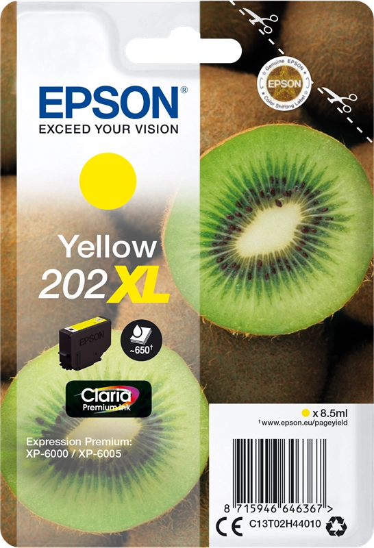 Epson Kiwi Singlepack Yellow 202XL Claria Premium Ink
