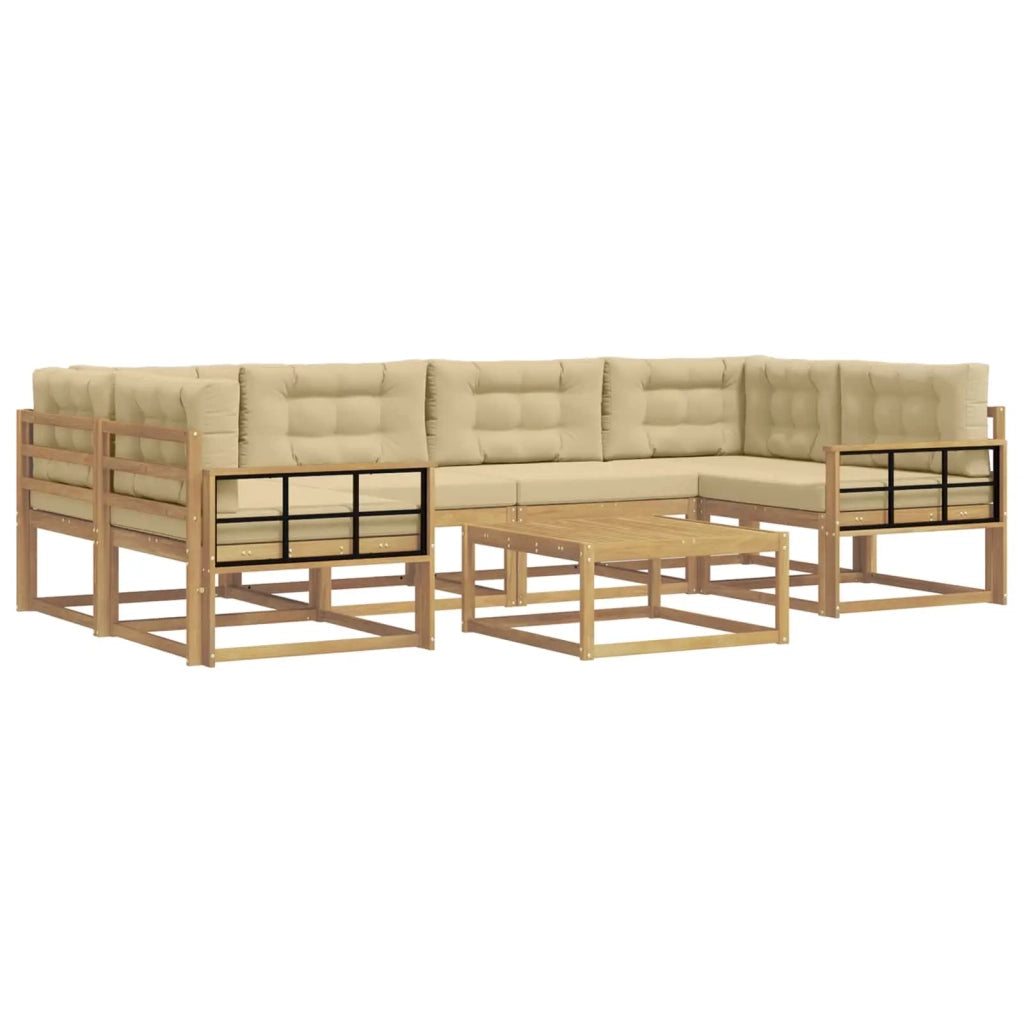 Set di divani da esterno con cuscino 5 pcs Bianco e Beige
