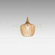 CLEOFE S/10 - LAMPADARIO SOSPESO 1 LUCE ATTACCO E27 IN VETRO COLORE AMBRA D.24CM