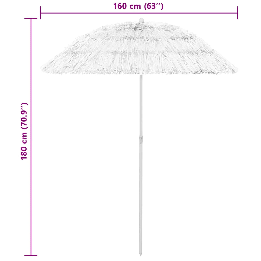 Ombrellone da Spiaggia Hawaii Bianco 240 cm