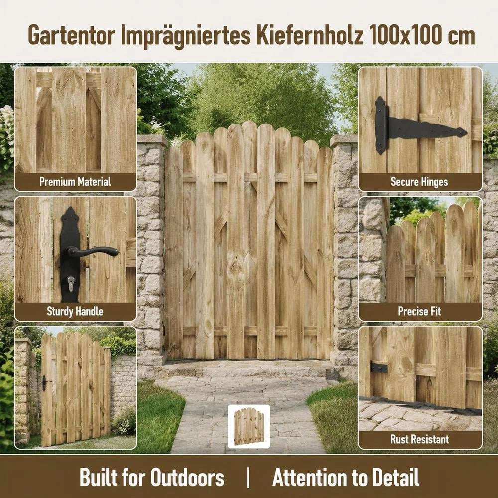 Garden Gate Made Of Impregnated Pine Wood, 100x100 Cm