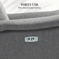 Poltrona Reclinabile con Poggiapiedi, in Tessuto Effetto Lino, Legno e Metallo, 77x91x106 cm, Grigio Scuro