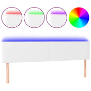 Testiera | Testata Bianca a LED 200x5x78/88 cm in Similpelle