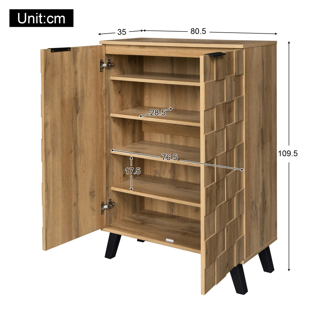 Scarpiera 80.5x35x109.5 cm con 4 ripiani regolabili in pannello di particelle naturale