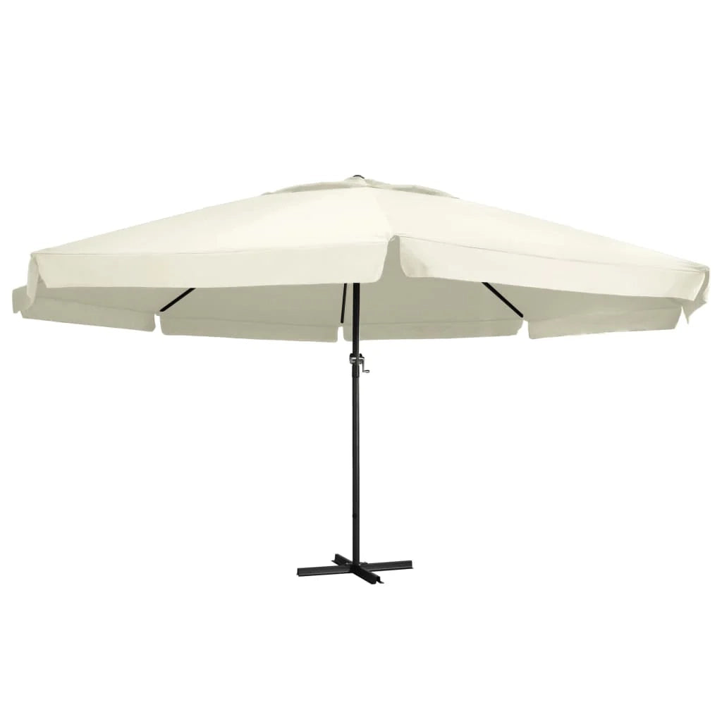Ombrellone da esterno con palo in alluminio 600 cm bianco sabbia 02_0008236