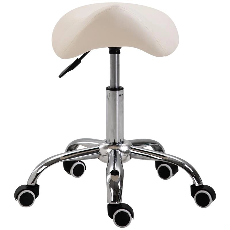 SGABELLO PER ESTETISTA PARRUCCHIERE SALONE SEDUTA SELLA 52X53X49-61 CM CREMA